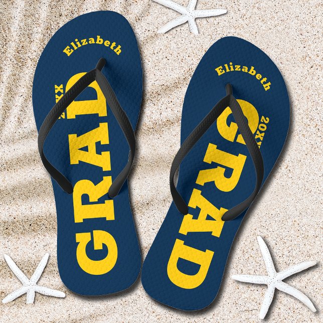 Blue and Yellow Graduation Senior Class Thongs (Blue and Yellow Graduation Senior Class Flip Flops)