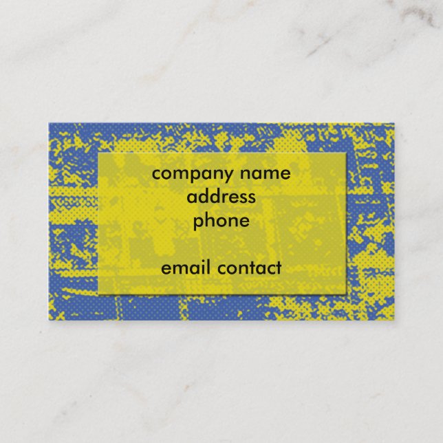 blue and yellow grunge abstract business card (Front)