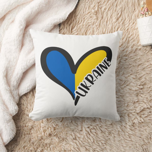 Blue and yellow heart, Ukrainian flag colours Cushion (Blanket)