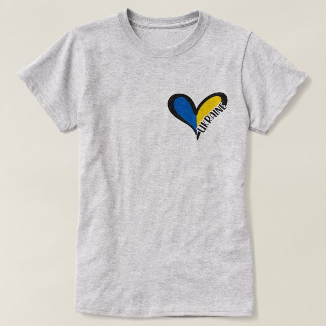 Blue and yellow heart with inscription Ukraine T-Shirt (Design Front)