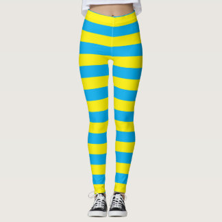 Blue and Yellow Horizontal Stripes Leggings