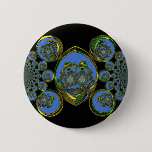 Blue and Yellow Kaleidoscope Art Print 6 Cm Round Badge