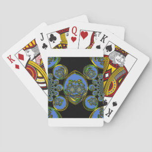 Blue and Yellow Kaleidoscope Art Print Playing Cards