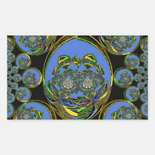 Blue and Yellow Kaleidoscope Art Print Rectangular Sticker