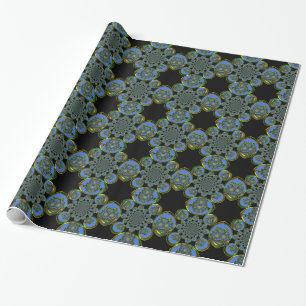 Blue and Yellow Kaleidoscope Art Print Wrapping Paper