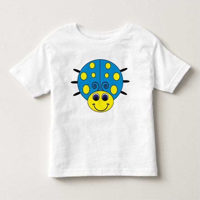 Blue and Yellow Ladybug Kids T-Shirt (Front)
