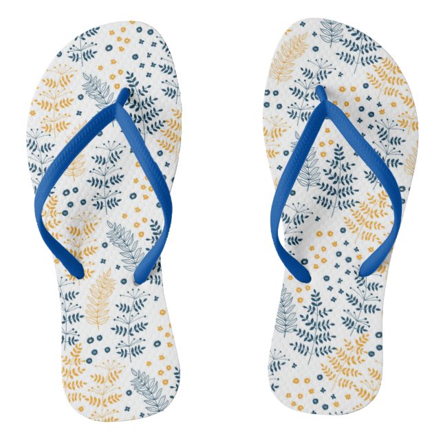 Blue and yellow leaves thongs (Footbed)