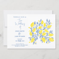 Blue and yellow lemon vines wedding