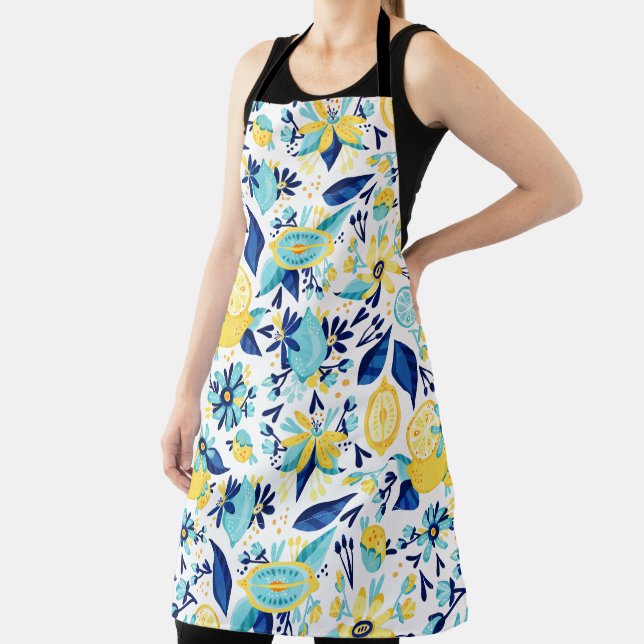 Blue And Yellow Lemons Apron (Insitu)