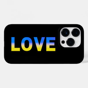 Blue and Yellow LOVE peace no war Ukraine Inspired Case-Mate iPhone 14 Pro Case