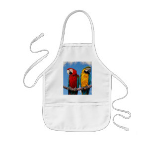 Blue and yellow macaw and a Scarlet macaw Kids Apron