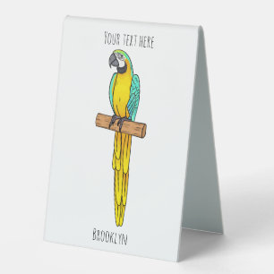 Blue-and-yellow macaw bird cartoon illustration