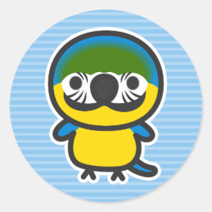 Blue-and-yellow macaw classic round sticker