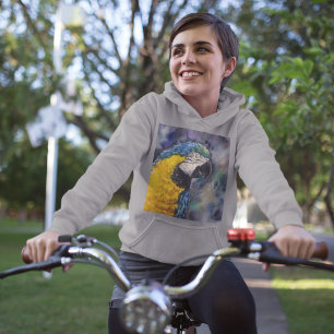 Blue and yellow macaw hoodie