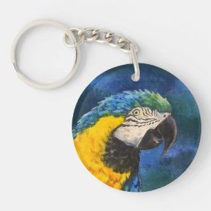 Blue and yellow macaw Parrot Key Ring