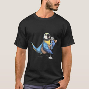 Blue And Yellow Macaw Parrot Singing Guitar Player T-Shirt