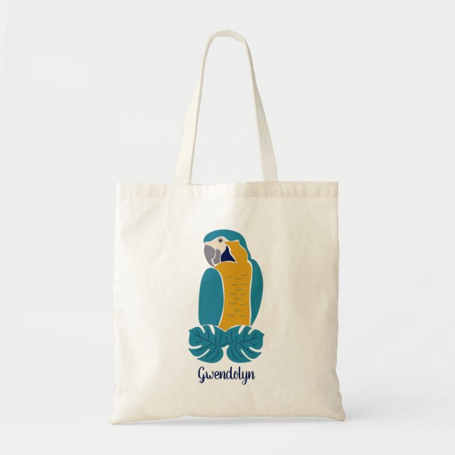 Blue and Yellow Macaw Personalised Tote Bag (Front)