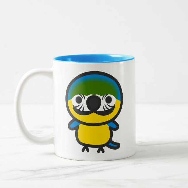 Blue-and-yellow macaw Two-Tone coffee mug (Left)