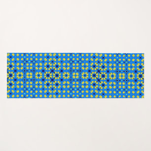 Blue and yellow mandala style motif yoga yoga mat