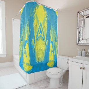 Blue and Yellow Mask shower curtain
