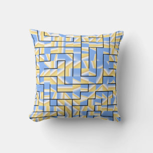 Blue and Yellow Maze Cushion