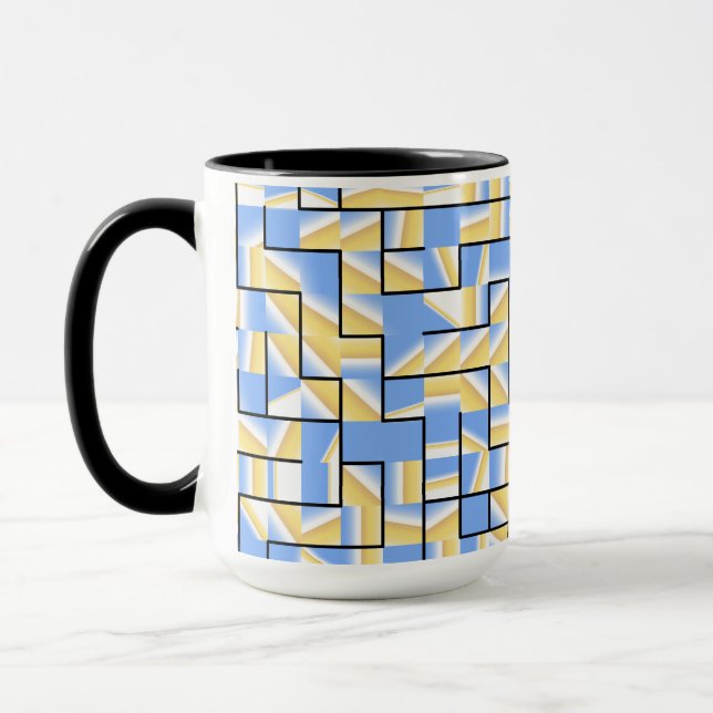 Blue and Yellow Maze Mug (Left)