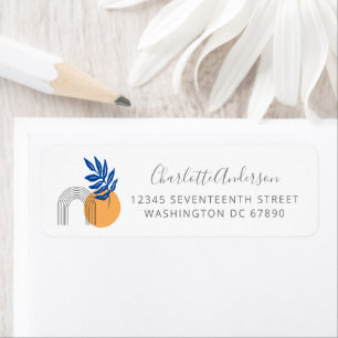 Blue and Yellow Minimalist Abstract Return Address Return Address Label