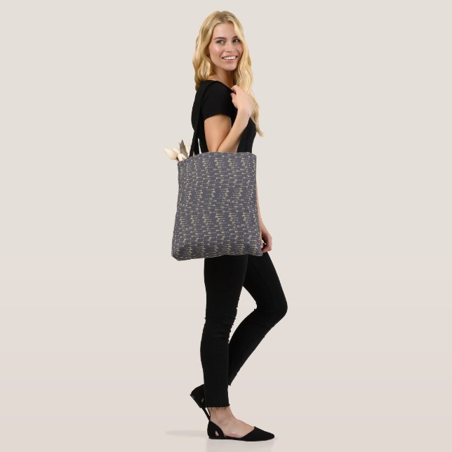 blue and yellow minimalist boho arrow pattern tote bag (On Model)