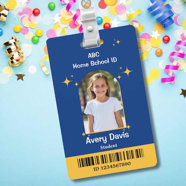 Blue and Yellow Minimalist Child Homeschool ID ID Badge (Creator Uploaded)