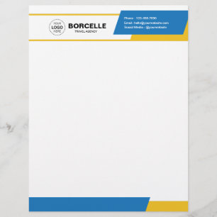 Blue and Yellow Minimalist Travel Letterhead