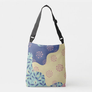 Blue and Yellow Mixed Media Geometric Crossbody Bag