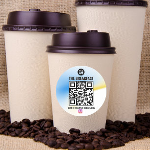 Blue and Yellow Modern Business Instagram Qr Code  Classic Round Sticker