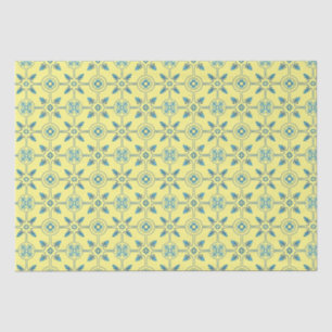 Blue and Yellow Moroccan Tile Pattern  Tissue Paper