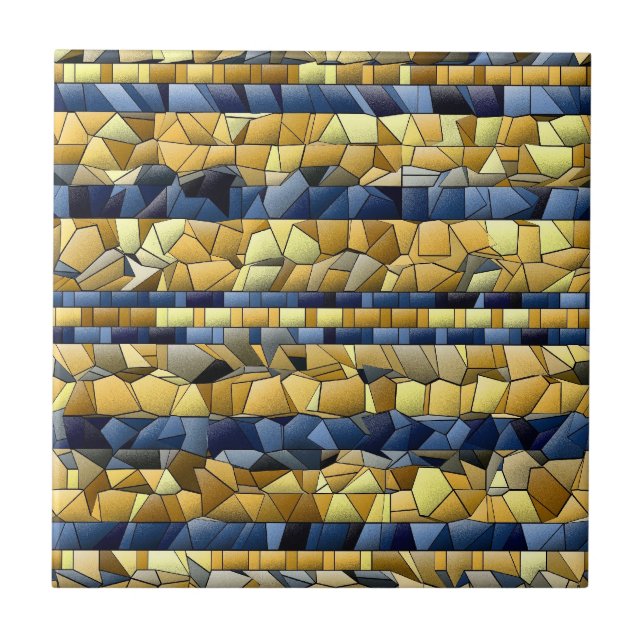 Blue And Yellow  Mosaic - Mix And Match Tile (Front)