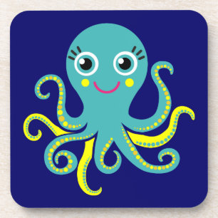 Blue and Yellow Octopus Coaster