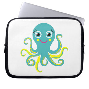 Blue and Yellow Octopus Laptop Sleeve