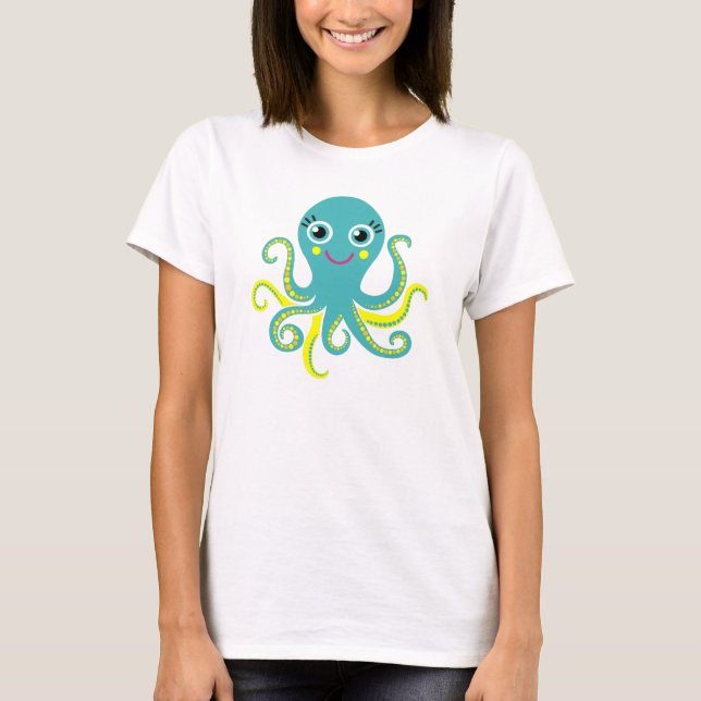 Blue and Yellow Octopus T-Shirt (Front)