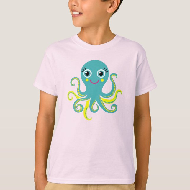 Blue and Yellow Octopus T-Shirt (Front)