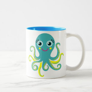 Blue and Yellow Octopus Two-Tone Coffee Mug