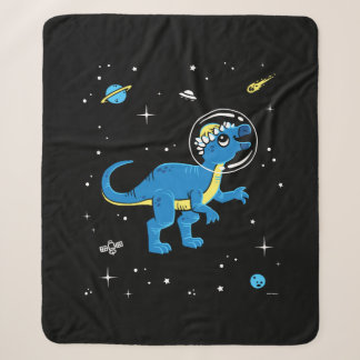 Blue And Yellow Pachycephalosaurus Dinos In Space Sherpa Blanket