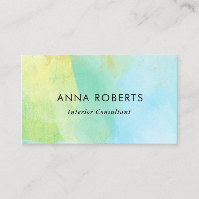 Blue and yellow paint business card (Front)