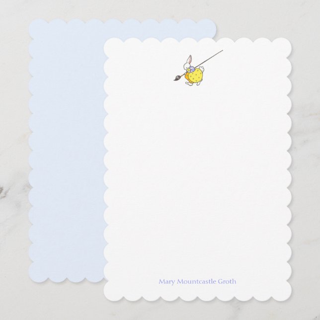 Blue and Yellow Painter Rabbit Card (Front/Back)