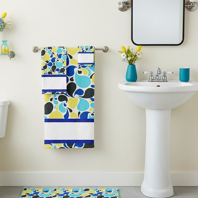 Blue and yellow paisley bath towel set (Creator Uploaded)