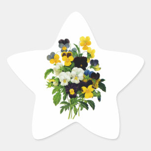 Blue and Yellow Pansies by Pierre Joseph Redoute Star Sticker
