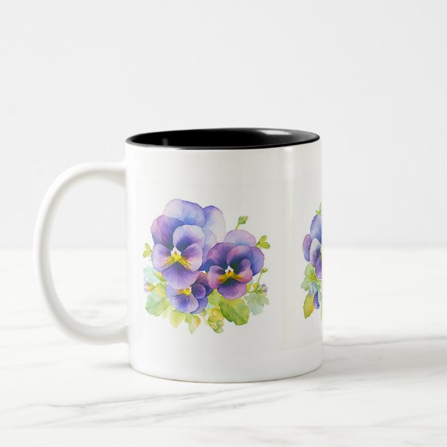 Blue And Yellow Pansy Flowers Coffee Mug  (Left)