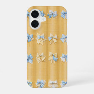 Blue and Yellow Patchwork Ribbon Pattern iPhone 16 Case