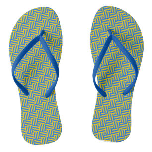 Blue and Yellow Pattern Thongs