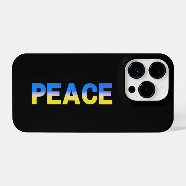 Blue and yellow PEACE Ukraine Inspired modern chic iPhone Case (Back Horizontal)