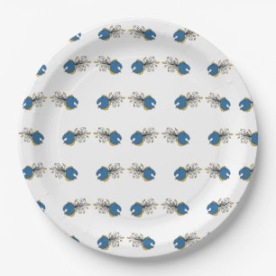 Blue and yellow peacock fish paper plate