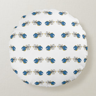 Blue and yellow peacock fish round cushion